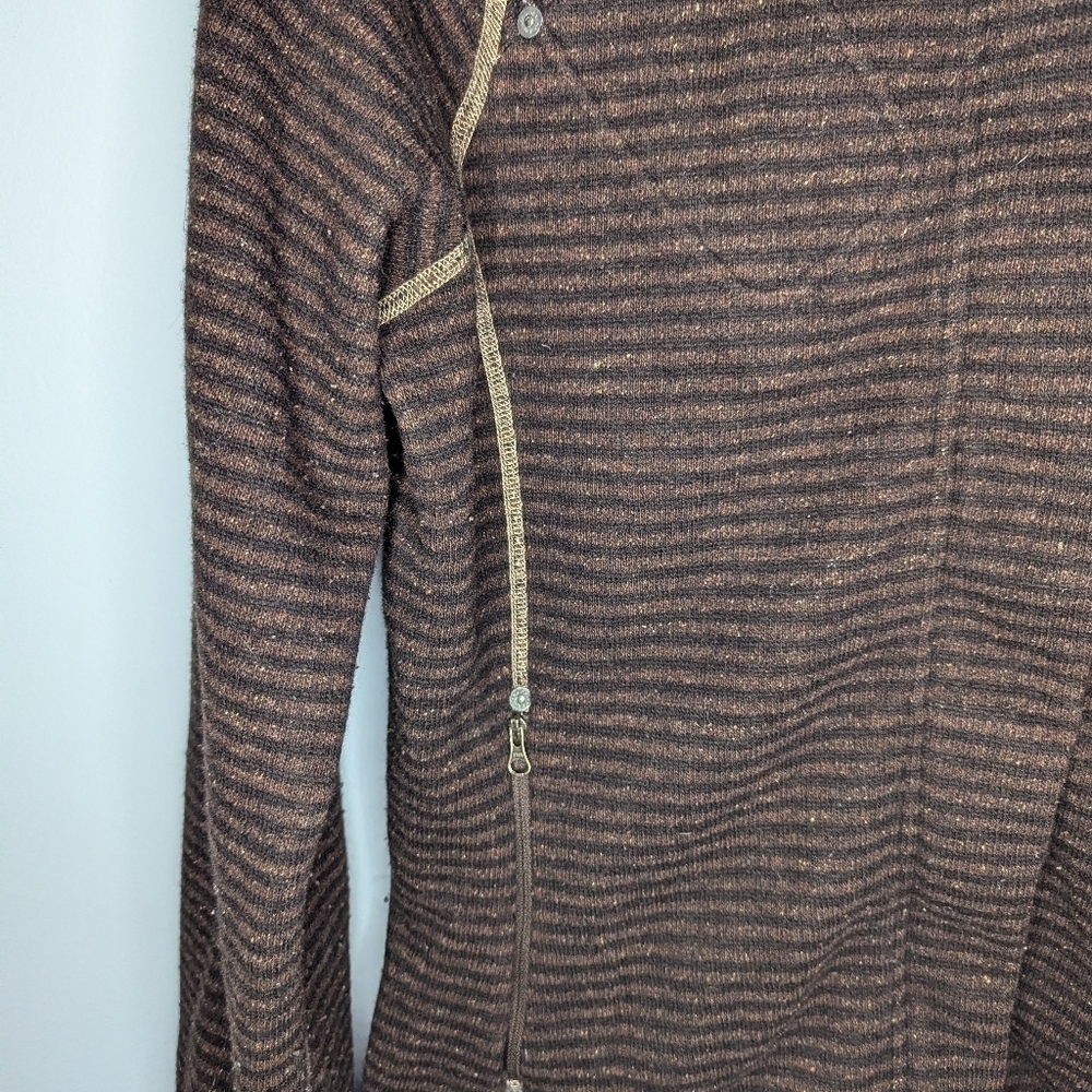 prAna Women's brown Wool Knit Hooded Fitted Zippered Plush-Lined Jacket Large - Picture 3 of 8